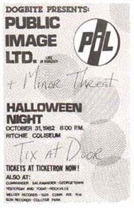 PiL - Ritchie Coliseum, University of Maryland 31.10.82Gig Flyer (1)