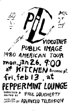 Video tape screening flyer (NY Peppermint lounge 1981)