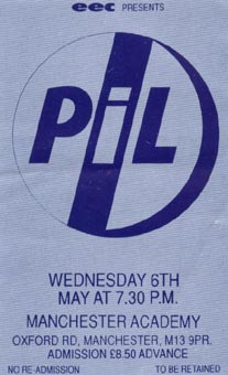 PiL - Manchester, Academy 6.5.92 Gig Ticket