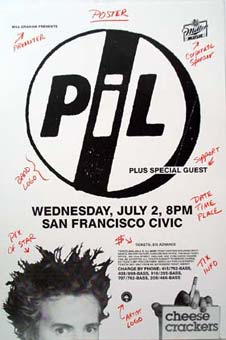 PiL - San Francisco, Civic Auditorium, USA 2.7.86 Gig Poster