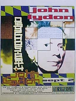 John Lydon - New York, Supper Club, USA 2.9.97 Gig Poster
