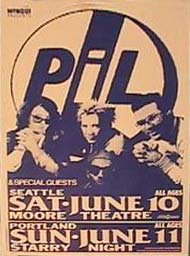 PiL - Seattle, Moore Theatre, USA 10.6.89 Gig Poster