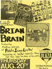 PiL - Brian Brain - Cincinnati, The Plaza, USA 20.8.87 Poster / Flyer
