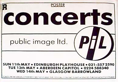 PiL - Scotland 86 Gig Poster