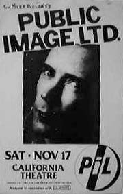 PiL - San Diego, California Theater, USA 17.11.84 Gig Poster