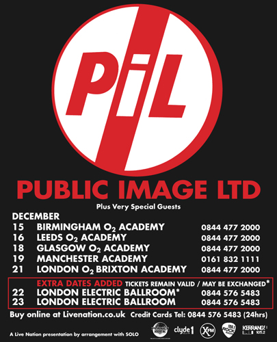 PiL - December 2009 UK Tour Poster / Advert