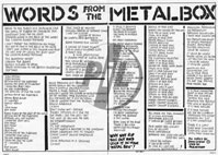 Zig Zag - Metal Box Lyric Sheet