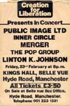 PiL - Creation For Liberation, Manchester, Kings Hall 23.2.79 Flyer 